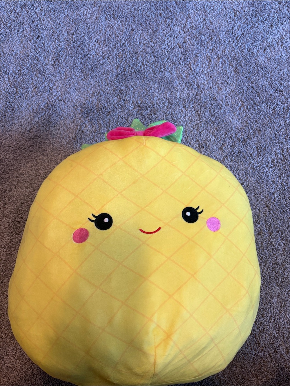 Squishmallows Yellow Pineapple Plush with Pink Cheeks